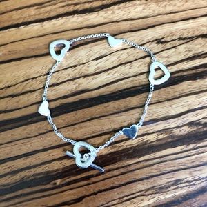 Zales | Sterling silver heart toggle bracelet
